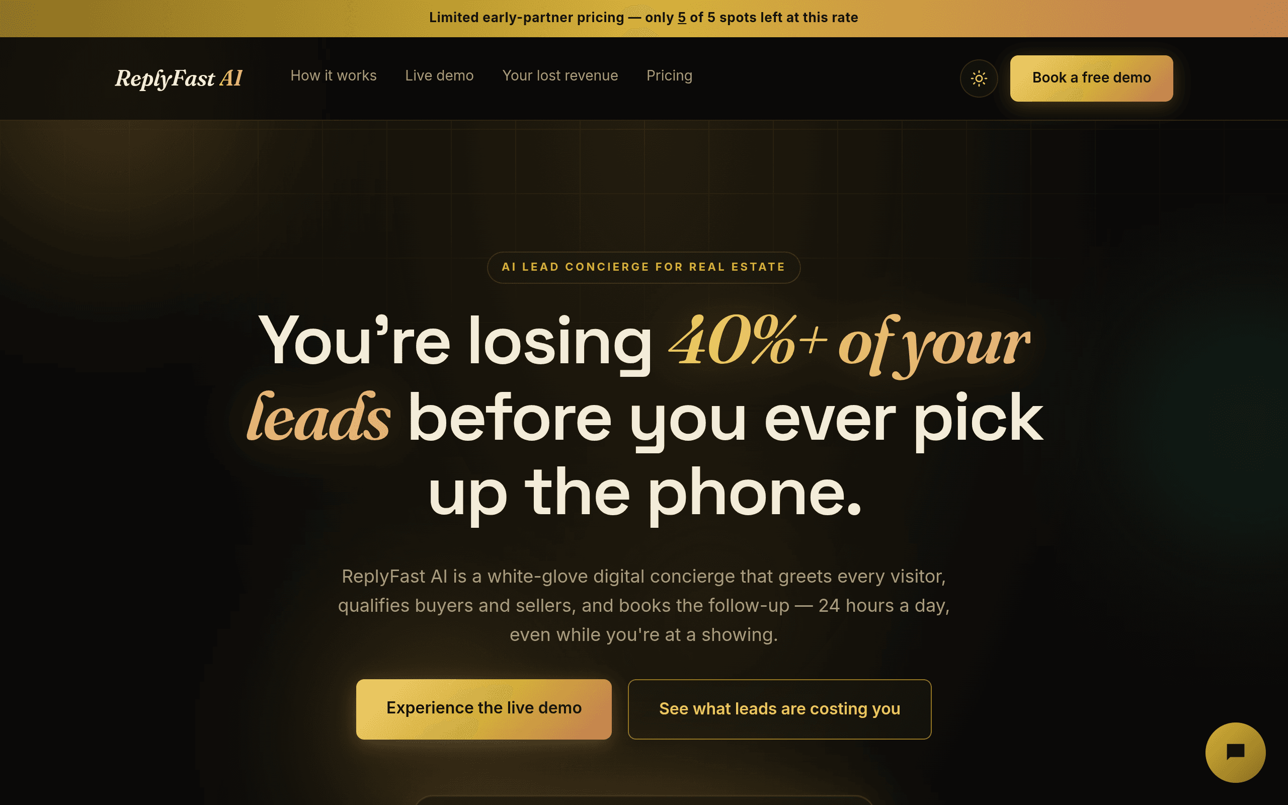 ReplyFast AI, live site screenshot