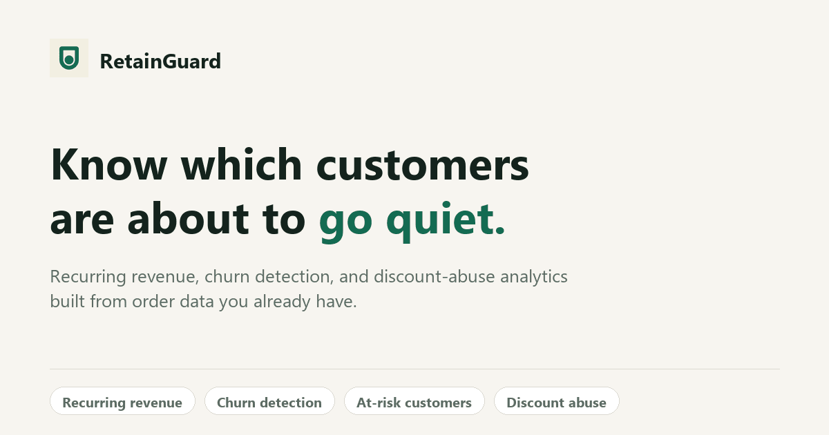 RetainGuard, live site screenshot